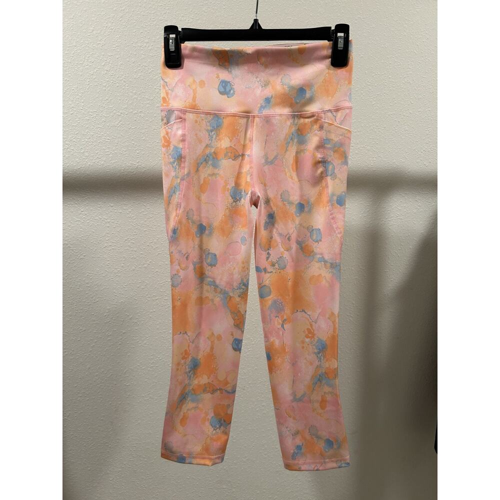 ID Ideology Womens Printed Cropped Compre Pink Icing Leggings Pants New B40